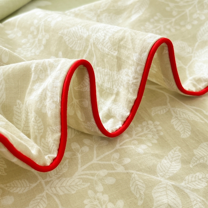 91家纺网 家纺一手货源 找家纺 慕尚家纺 2025新款全棉纯棉双层纱夏被夏凉被空调被四件套 山茶-米黄