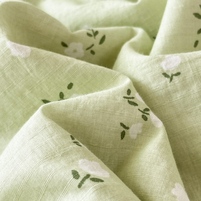 91家纺网 家纺一手货源 找家纺 慕尚家纺 2025新款全棉纯棉双层纱夏被夏凉被空调被四件套 樱花绿