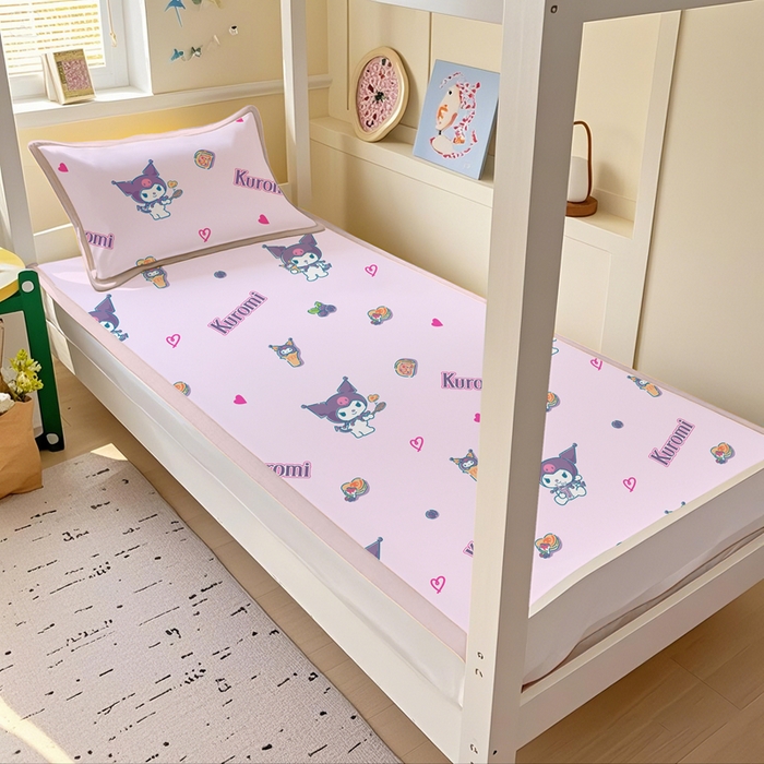 91家纺网 家纺一手货源 找家纺 博雅 2025春夏新款学生宿舍床三丽鸥冰丝凉席席子 多彩库洛米