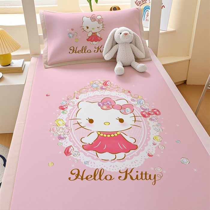 91家纺网 家纺一手货源 找家纺 博雅 2025春夏新款学生宿舍床三丽鸥冰丝凉席席子 花花KT