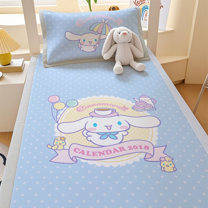 91家纺网 家纺一手货源 找家纺 博雅 2025春夏新款学生宿舍床三丽鸥冰丝凉席席子 欢乐玉桂狗