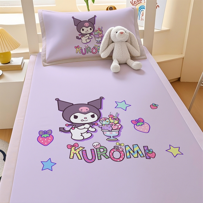 91家纺网 家纺一手货源 找家纺 博雅 2025春夏新款学生宿舍床三丽鸥冰丝凉席席子 开心库洛米