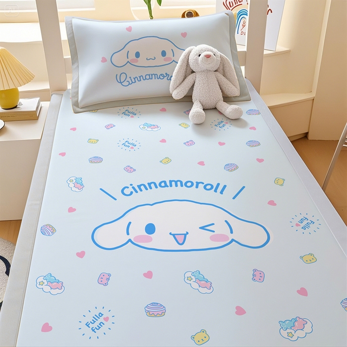 91家纺网 家纺一手货源 找家纺 博雅 2025春夏新款学生宿舍床三丽鸥冰丝凉席席子 开心玉桂狗