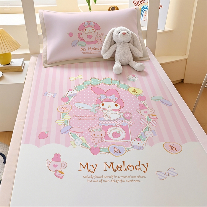 91家纺网 家纺一手货源 找家纺 博雅 2025春夏新款学生宿舍床三丽鸥冰丝凉席席子 魔法美乐蒂