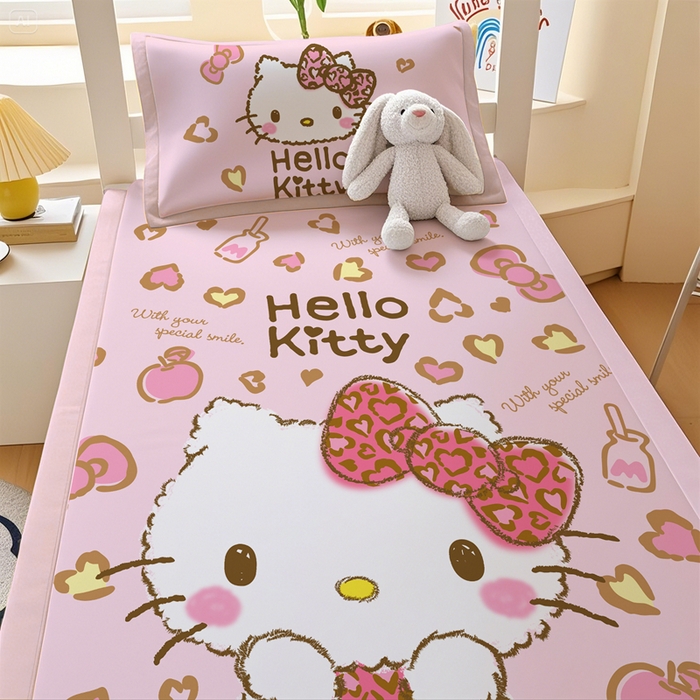 91家纺网 家纺一手货源 找家纺 博雅 2025春夏新款学生宿舍床三丽鸥冰丝凉席席子 甜酷KT