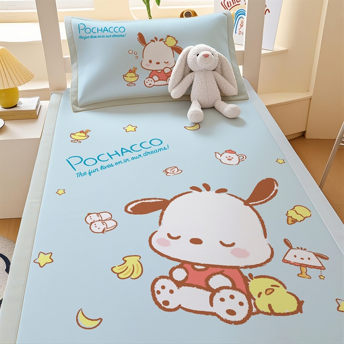 91家纺网 家纺一手货源 找家纺 博雅 2025春夏新款学生宿舍床三丽鸥冰丝凉席席子 甜品帕恰狗