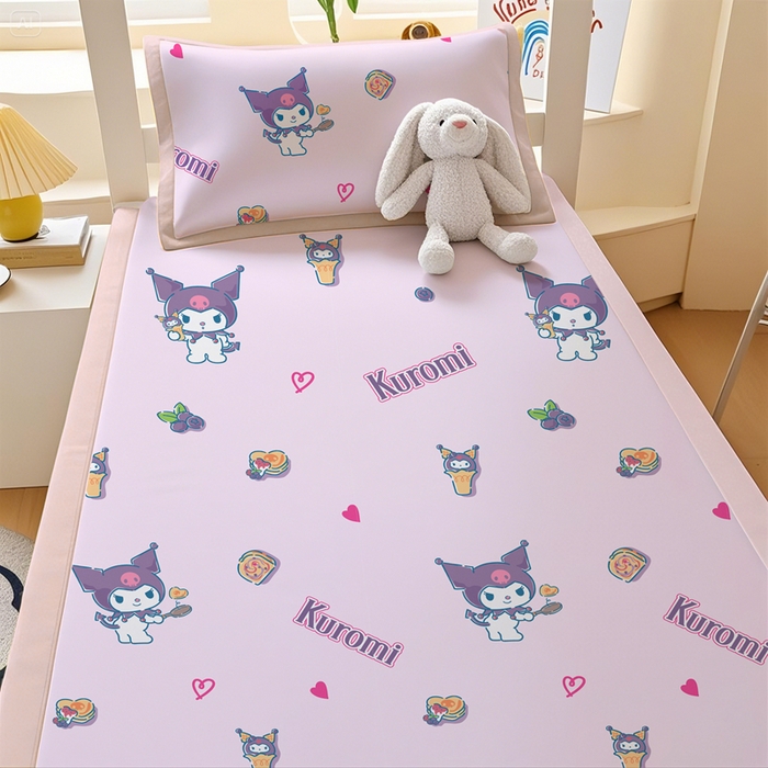 91家纺网 家纺一手货源 找家纺 博雅 2025春夏新款学生宿舍床三丽鸥冰丝凉席席子 多彩库洛米