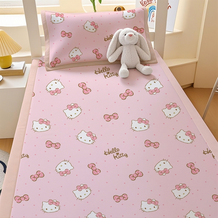 91家纺网 家纺一手货源 找家纺 博雅 2025春夏新款学生宿舍床三丽鸥冰丝凉席席子 蝴蝶结KT