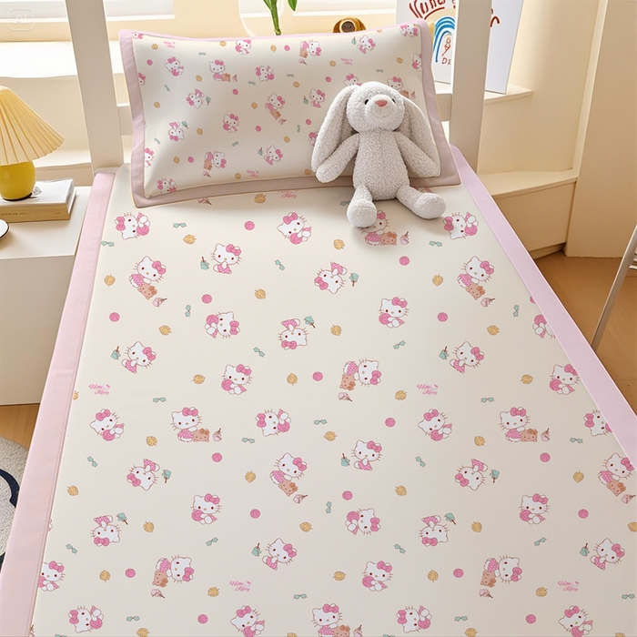 91家纺网 家纺一手货源 找家纺 博雅 2025春夏新款学生宿舍床三丽鸥冰丝凉席席子 可爱KT