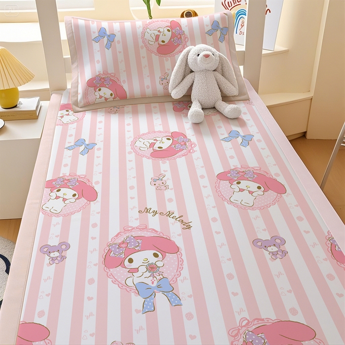 91家纺网 家纺一手货源 找家纺 博雅 2025春夏新款学生宿舍床三丽鸥冰丝凉席席子 甜甜美乐蒂