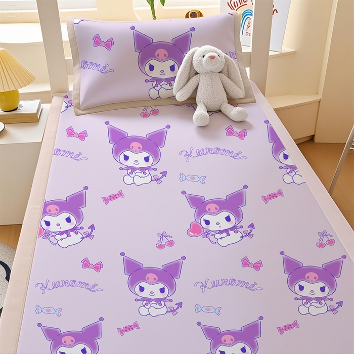 91家纺网 家纺一手货源 找家纺 博雅 2025春夏新款学生宿舍床三丽鸥冰丝凉席席子 新紫色库洛米