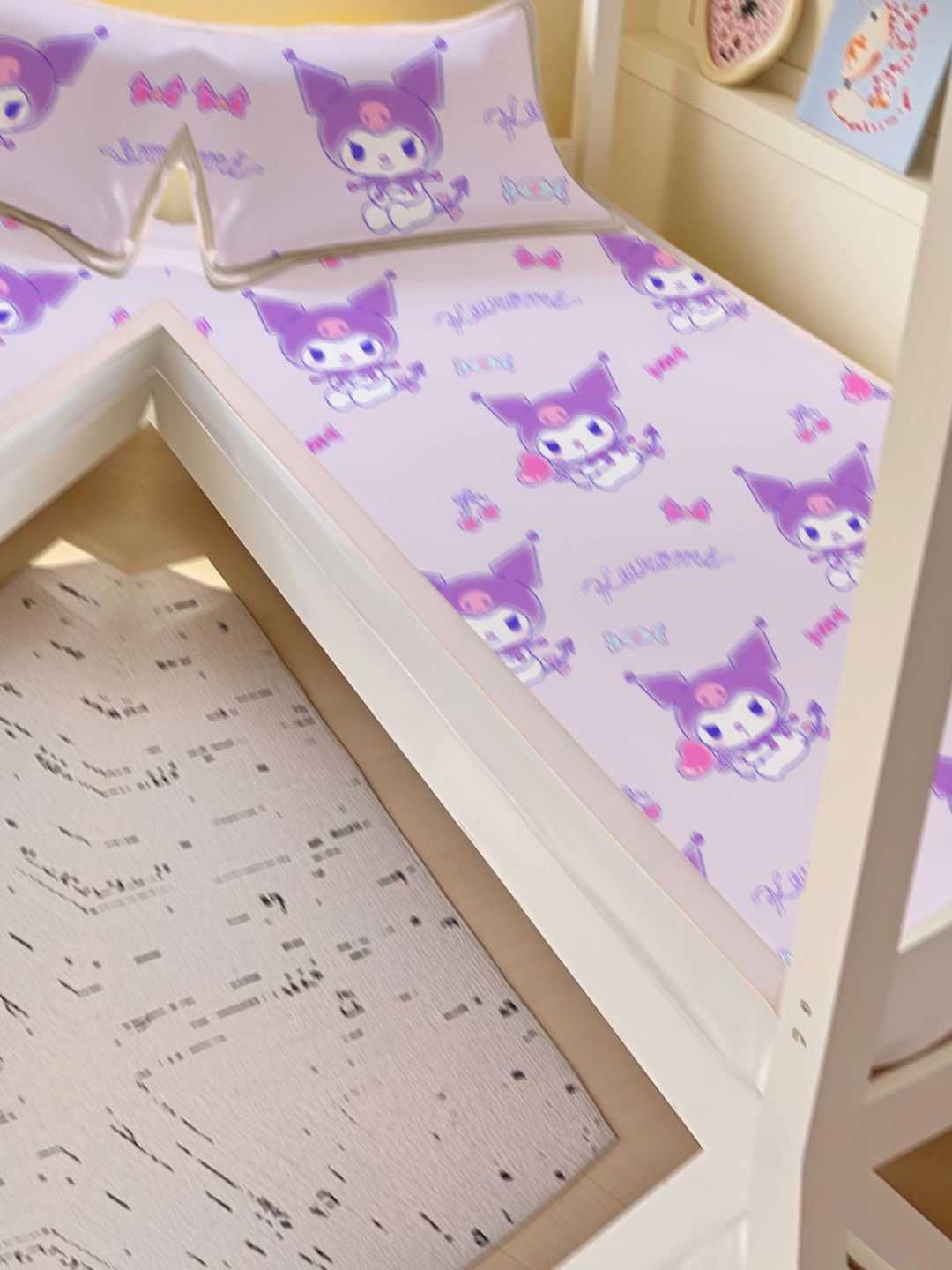 91家纺网 家纺一手货源 找家纺 博雅 2025春夏新款学生宿舍床三丽鸥冰丝凉席席子 新紫色库洛米