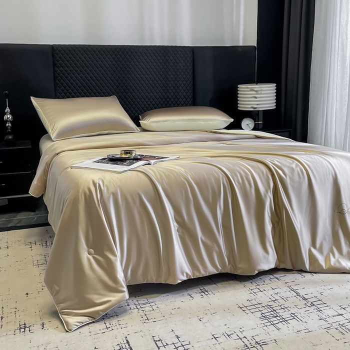 91家纺网 家纺一手货源 找家纺 佳居缘 2025春夏新款透爽冰肌7A抗菌美 肤锦氨夏被夏凉被空调被 香槟色