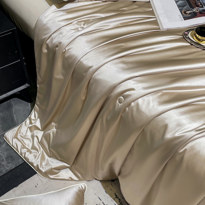 91家纺网 家纺一手货源 找家纺 佳居缘 2025春夏新款透爽冰肌7A抗菌美 肤锦氨夏被夏凉被空调被 香槟色