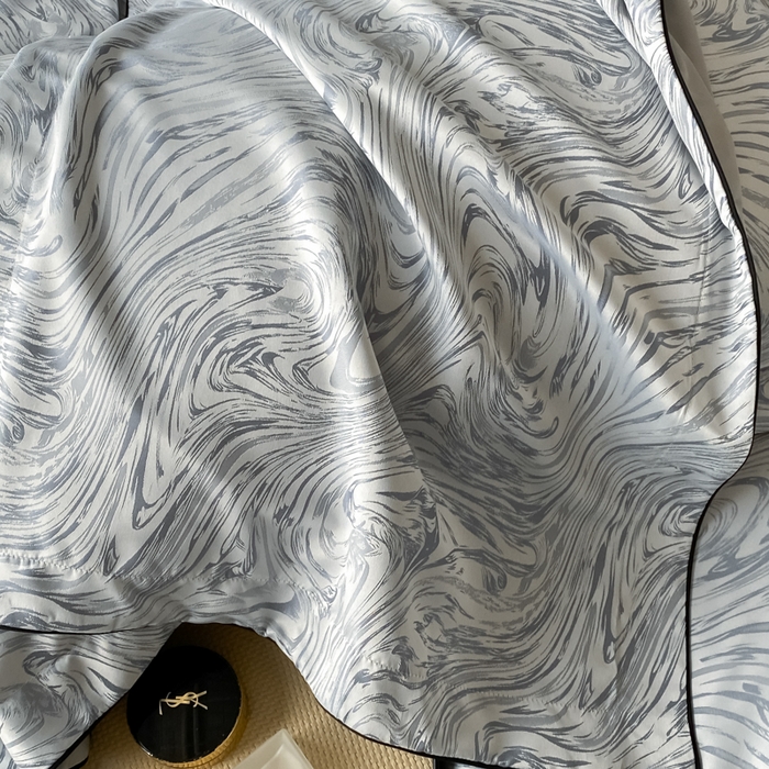 91家纺网 家纺一手货源 找家纺 爱彼家纺 2025夏季新款高端水洗冰丝提花四件套 知夏轻奢灰