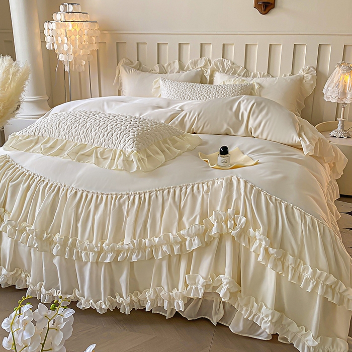 91家纺网 家纺一手货源 找家纺 （总）花香四季家纺 2025新款天丝棉床裙款四件套-倾城