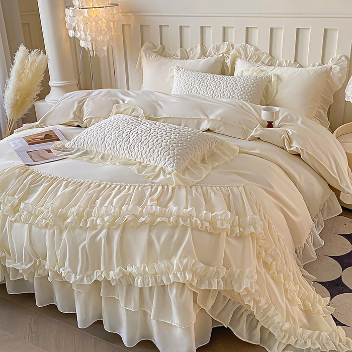 91家纺网 家纺一手货源 找家纺 （总）花香四季家纺 2025新款天丝棉床裙款四件套-倾城