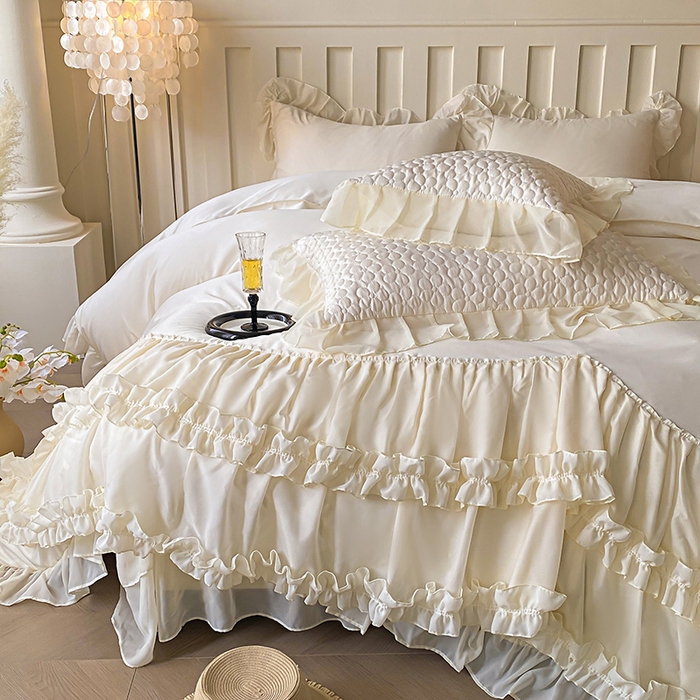 91家纺网 家纺一手货源 找家纺 （总）花香四季家纺 2025新款天丝棉床裙款四件套-倾城