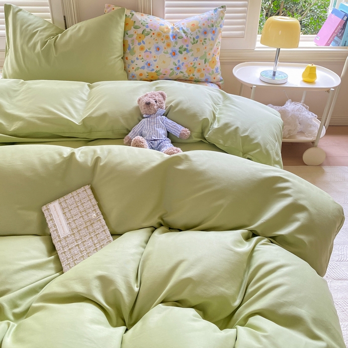 91家纺网 家纺一手货源 找家纺 黑马家居 2025新款全棉喷气13070印花四件套 田苑小风 绿