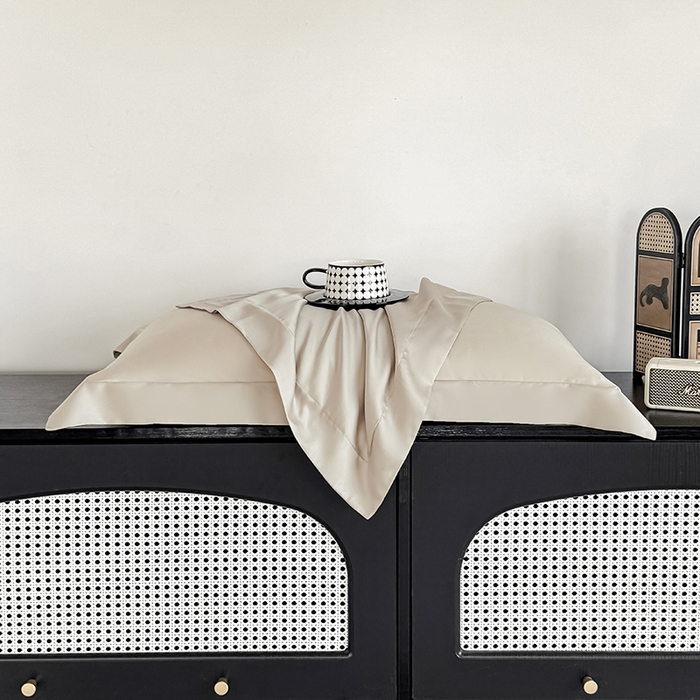 91家纺网 家纺一手货源 找家纺 金喜 2025新款LF级60支莱赛尔天丝枕套宽边枕套 原色