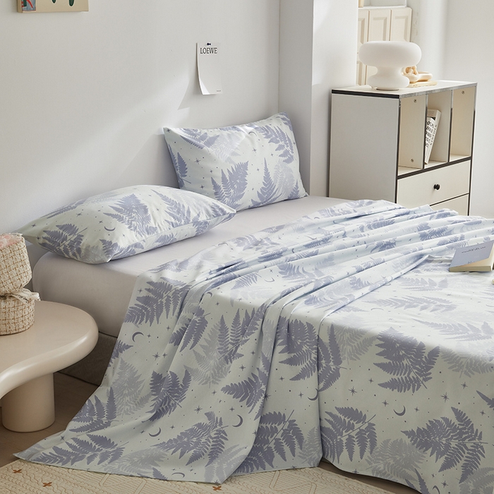 91家纺网 家纺一手货源 找家纺 怡家居 2025新款全棉老粗布床单床笠三件套 初雪