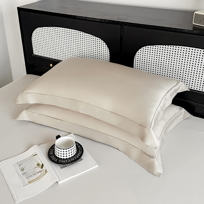 91家纺网 家纺一手货源 找家纺 金喜 2025新款LF级60支莱赛尔天丝枕套宽边枕套 原色