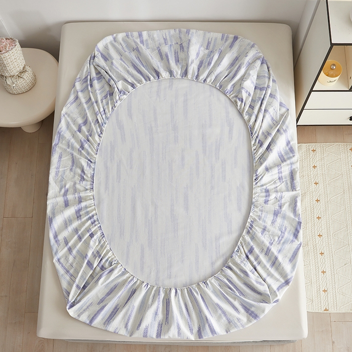 91家纺网 家纺一手货源 找家纺 怡家居 2025新款全棉老粗布床单床笠三件套 时空-蓝