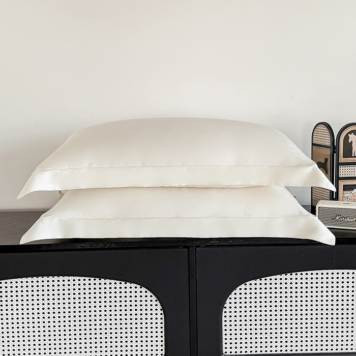 91家纺网 家纺一手货源 找家纺 金喜 2025新款LF级60支莱赛尔天丝枕套宽边枕套 奶昔