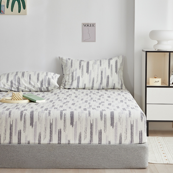 91家纺网 家纺一手货源 找家纺 怡家居 2025新款全棉老粗布床单床笠三件套 时空-灰