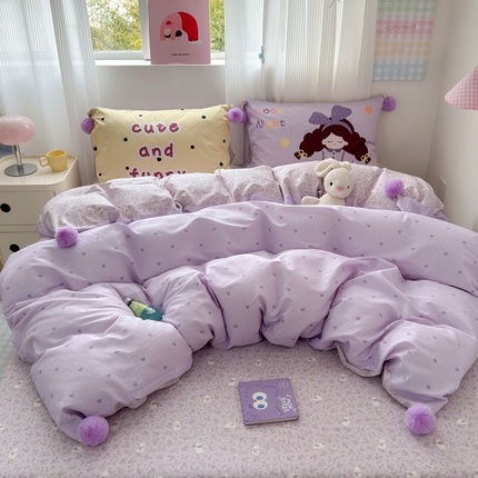 91家纺网 家纺一手货源 找家纺 （总）乐童家纺 2025新款数码枕混搭毛球系列四件套