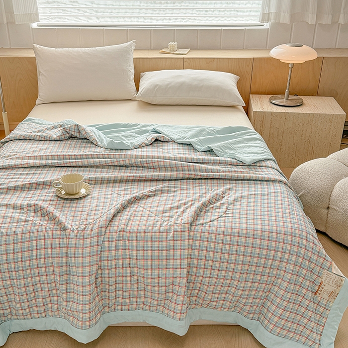 91家纺网 家纺一手货源 找家纺 博弈家纺 2025新款水洗棉棉花夏被 春野