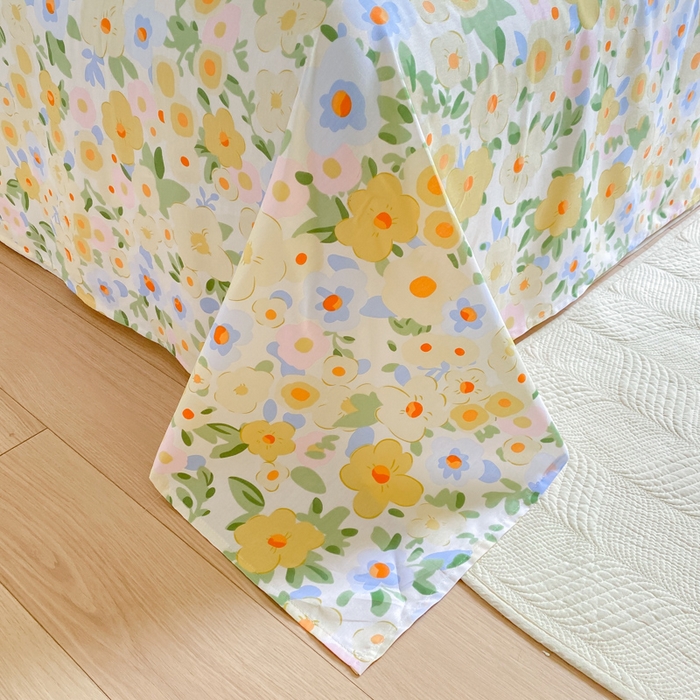 91家纺网 家纺一手货源 找家纺 黑马家居 2025新款全棉喷气13070印花四件套 田苑小风 绿