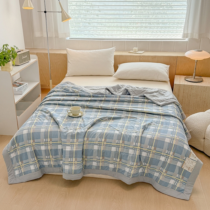 91家纺网 家纺一手货源 找家纺 博弈家纺 2025新款水洗棉棉花夏被 绅士