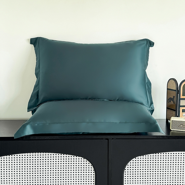 91家纺网 家纺一手货源 找家纺 金喜 2025新款LF级60支莱赛尔天丝枕套宽边枕套 曼岛绿