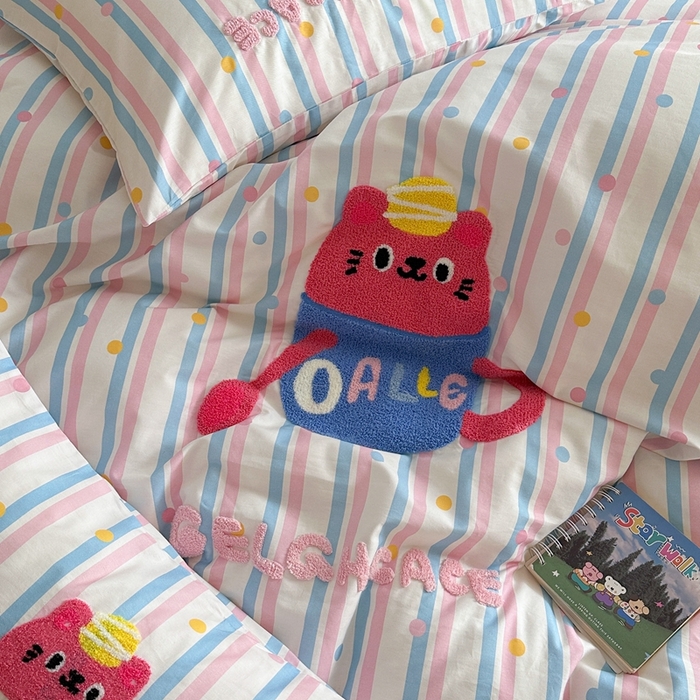 91家纺网 家纺一手货源 找家纺 （总）时年家纺 2025新款全棉印花卡通毛巾绣系列套件 充值会员优惠5元