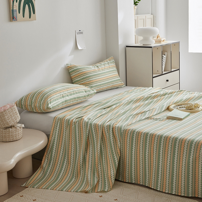 91家纺网 家纺一手货源 找家纺 怡家居 2025新款全棉老粗布床单床笠三件套 微风