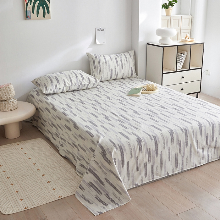 91家纺网 家纺一手货源 找家纺 怡家居 2025新款全棉老粗布床单床笠三件套 时空-灰