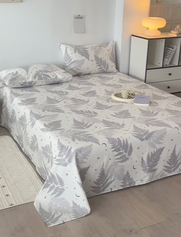 91家纺网 家纺一手货源 找家纺 怡家居 2025新款全棉老粗布床单床笠三件套 晴岚-灰