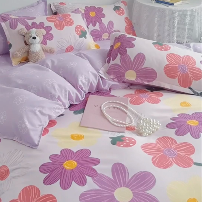 91家纺网 家纺一手货源 找家纺 卡斯诺 2023新款芦荟棉四件套花型2