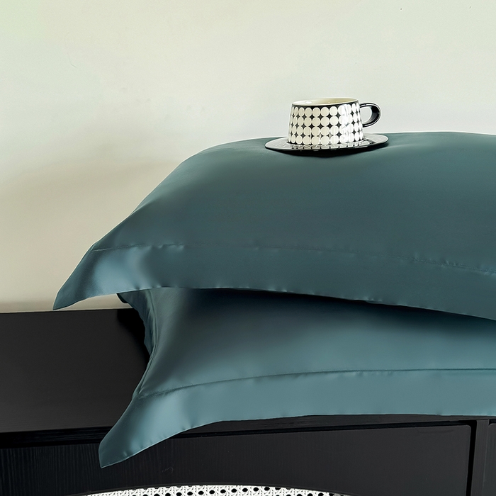 91家纺网 家纺一手货源 找家纺 金喜 2025新款LF级60支莱赛尔天丝枕套宽边枕套 曼岛绿