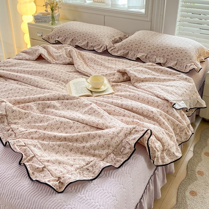 91家纺网 家纺一手货源 找家纺 （总）希朵家纺 2025新款木棉皱皱纱多功能床盖四件套
