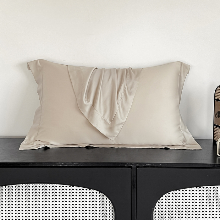 91家纺网 家纺一手货源 找家纺 金喜 2025新款LF级60支莱赛尔天丝枕套宽边枕套 原色