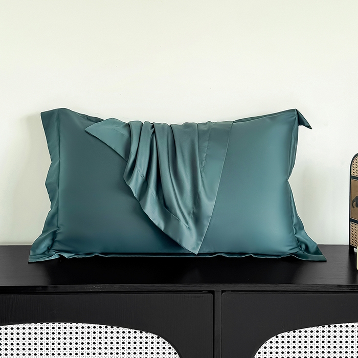 91家纺网 家纺一手货源 找家纺 金喜 2025新款LF级60支莱赛尔天丝枕套宽边枕套 曼岛绿