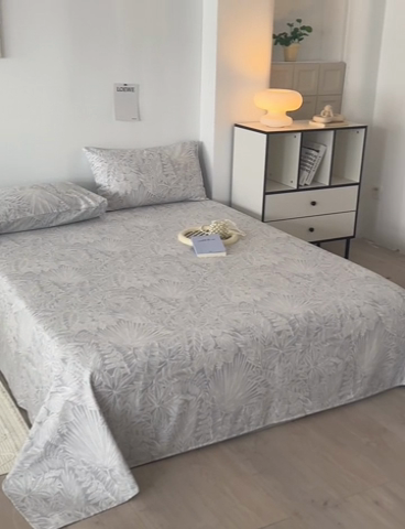 91家纺网 家纺一手货源 找家纺 怡家居 2025新款全棉老粗布床单床笠三件套 染心-灰