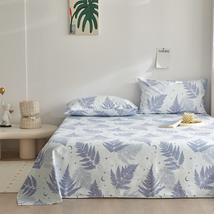 91家纺网 家纺一手货源 找家纺 怡家居 2025新款全棉老粗布床单床笠三件套 初雪