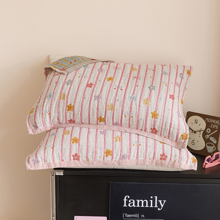 91家纺网 家纺一手货源 找家纺 2025新款纯棉全棉纱布枕巾一对装全棉四层纱布 花花