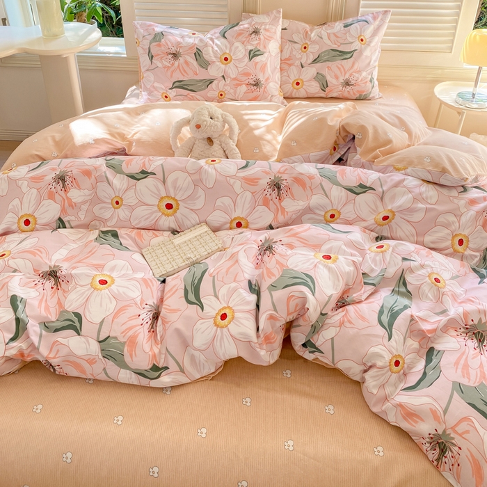 91家纺网 家纺一手货源 找家纺 黑马家居 2025新款全棉喷气13070印花四件套 嫣然花开