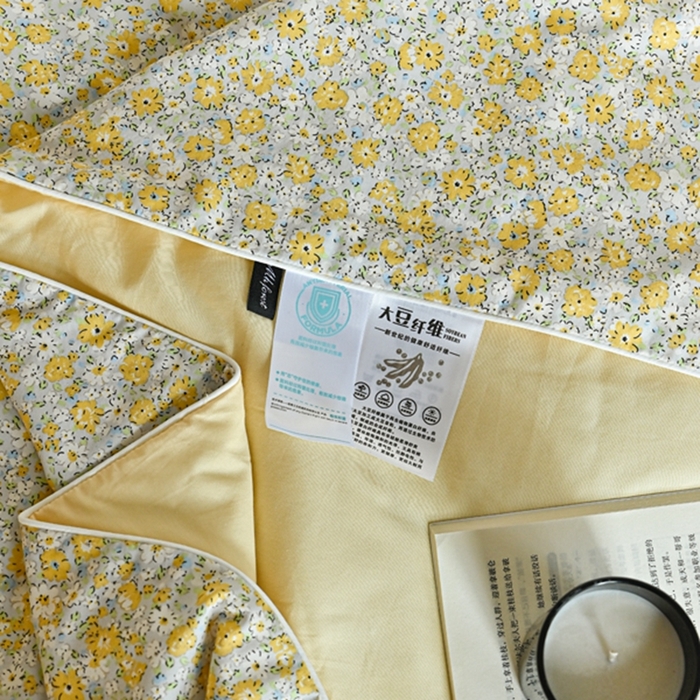 91家纺网 家纺一手货源 找家纺 金喜 2025新款天丝棉大豆印花夏凉被夏被四件套 黛西