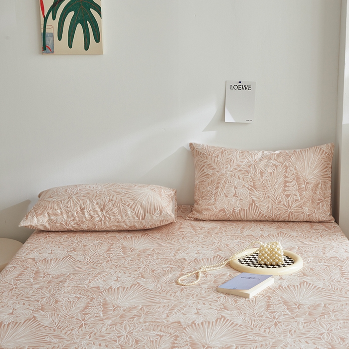 91家纺网 家纺一手货源 找家纺 怡家居 2025新款全棉老粗布床单床笠三件套 染心-咖