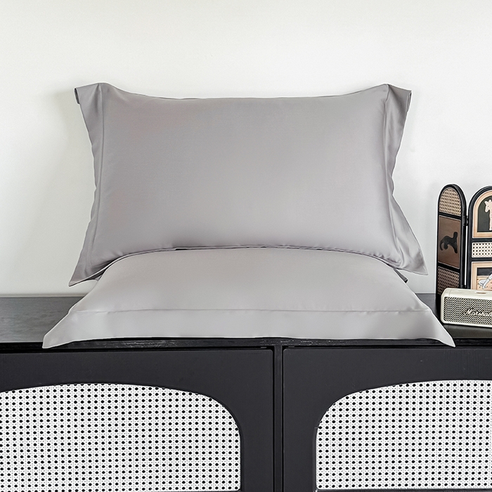 91家纺网 家纺一手货源 找家纺 金喜 2025新款LF级60支莱赛尔天丝枕套宽边枕套 都市灰